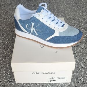 Calvin Klein Denim and White Casual Sneakers